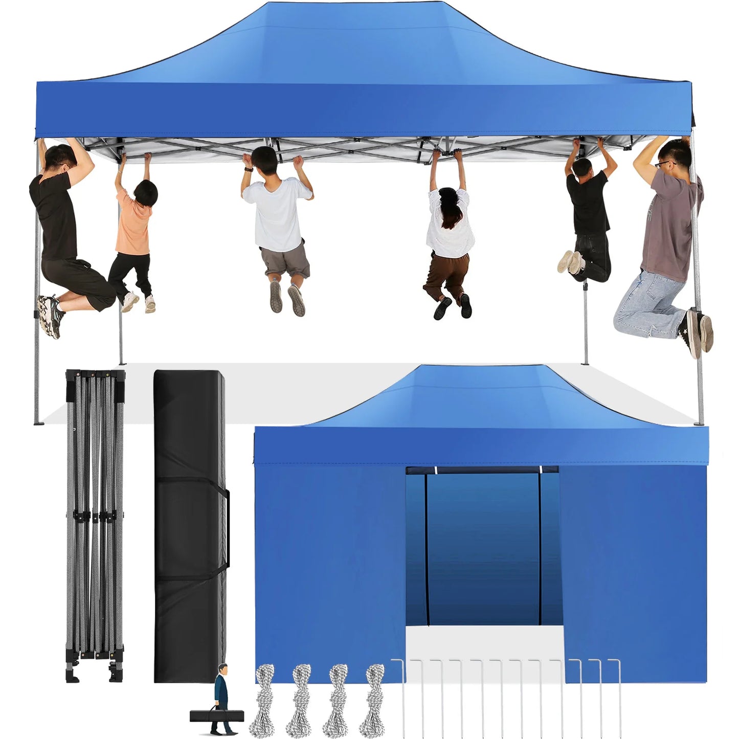 Heavy Duty 10x15 Canopy Tent with 4 Removable Walls Waterproof Commercial Outdoor Shelter, UPF 50+ Protection for Events,