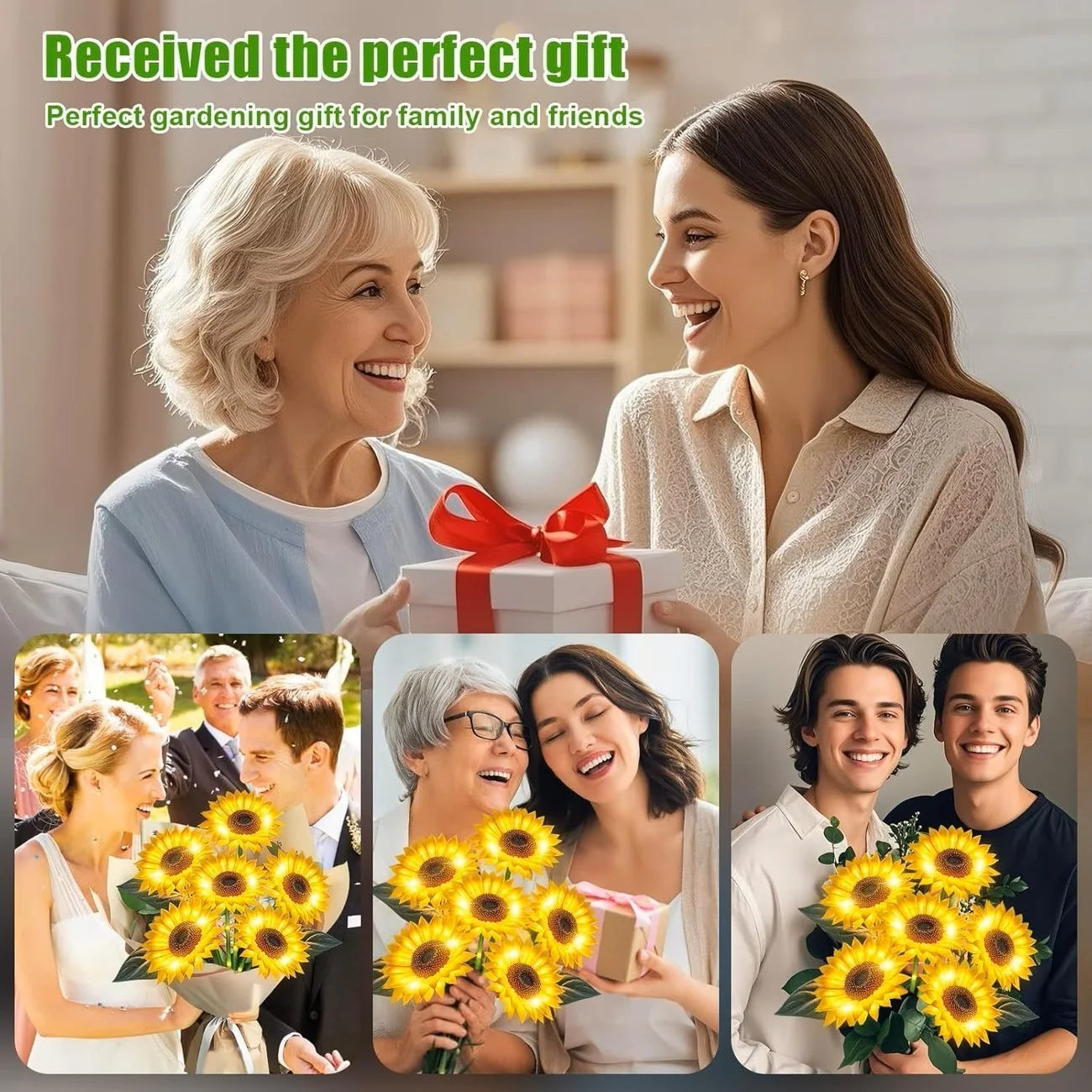 Solar Lights Outdoor Decor - Upgraded,Solar Sunflower Lights,Waterproof Solar Outdoor Lights Auto ON/Off Solar Decorative Lights