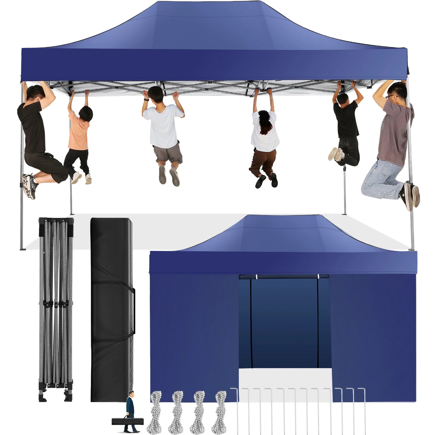 Heavy Duty 10x15 Canopy Tent with 4 Removable Walls Waterproof Commercial Outdoor Shelter, UPF 50+ Protection for Events,
