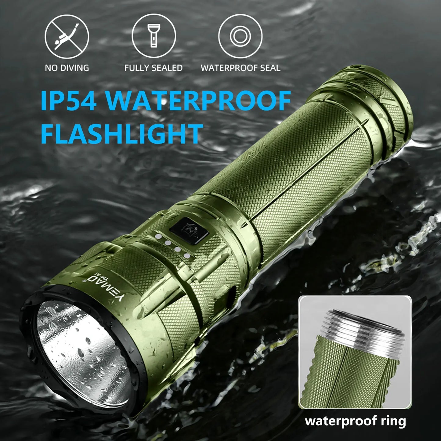 15000mAh Rechargeable Flashlights High Lumens,2800LM Bright LED Flashlight Powered Flash Light,Waterproof Handheld Flash lights