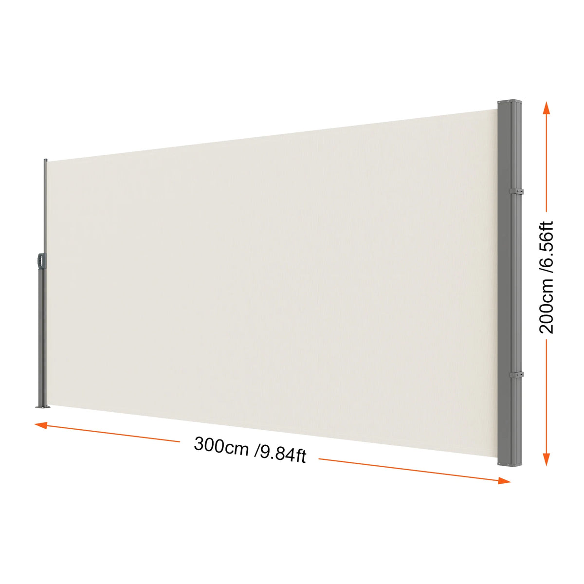 SucceBuy Retractable Side Awning Outdoor Privacy Polyester Water-proof Retractable Patio Screen UV 30+ Room Divider Wind Screen