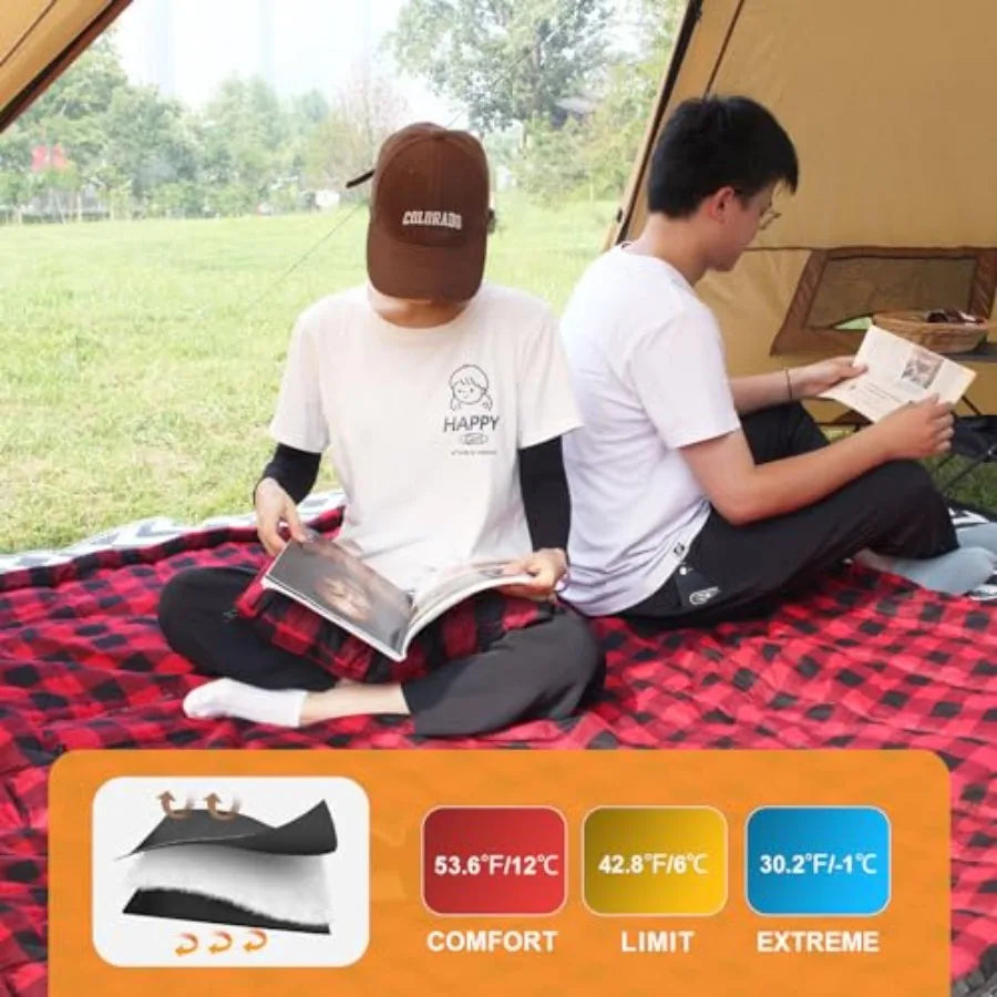 Double Sleeping Bag Flannel for Adults with 2 Pillows 2 Person Sleeping Bags Camping XXL Queen Size Two Person Sleeping Bag for