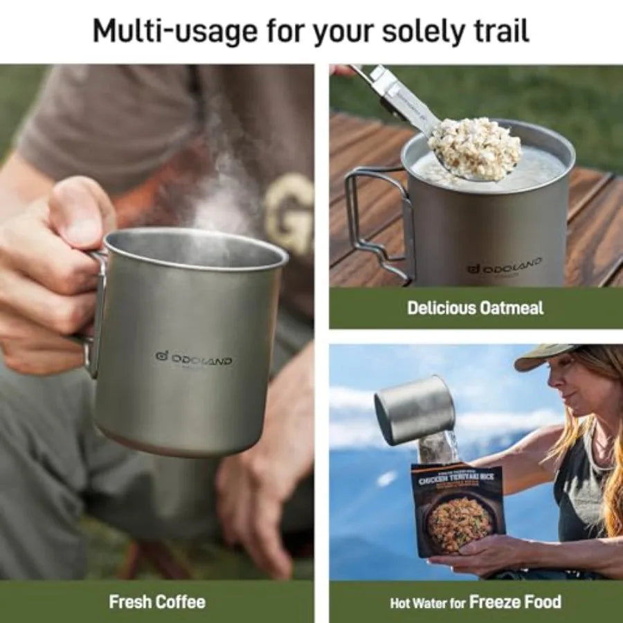 Titanium Camping Cookware 750ML Titanium Pot with Camping Stove and Spork Portable Pot for Backpacking Hiking Traveling and Pic