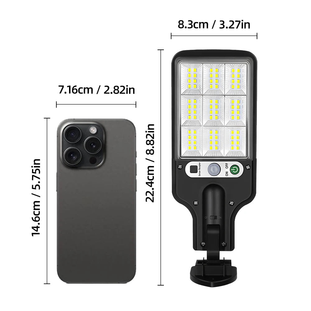 Solar Outdoor LED Courtyard Wall Lamp 3 Light Modes Remote Control Human Body Induction Garden Terrace Garage Door Street Lamp