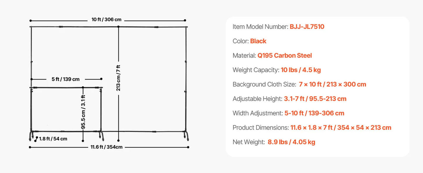 SucceBuy Backdrop Stand Adjustable Photo Backdrop Kit Heavy Duty Projector Screen Stand for Wedding Photo Video Studio Party