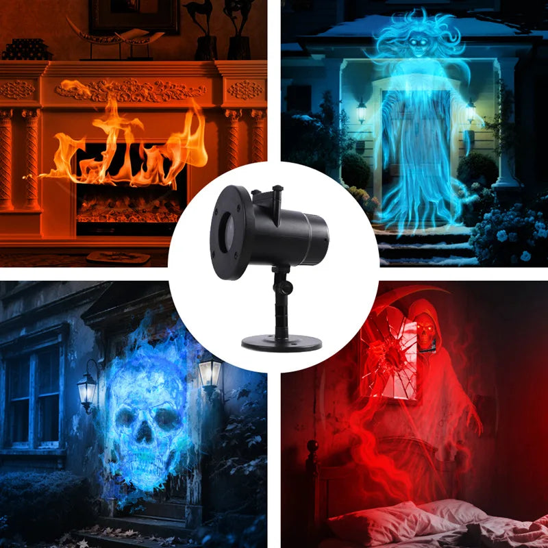 Halloween party decoration lights, special outdoor projection waterproof ghost decoration patio party festive lights + 10 cards