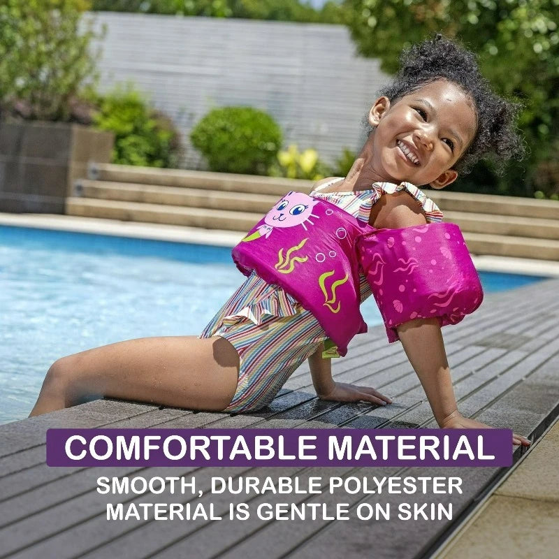 Fabric Kids Swim Flotation Vest with Armbands, 33-55lbs (15-25kg) Weight Capacity