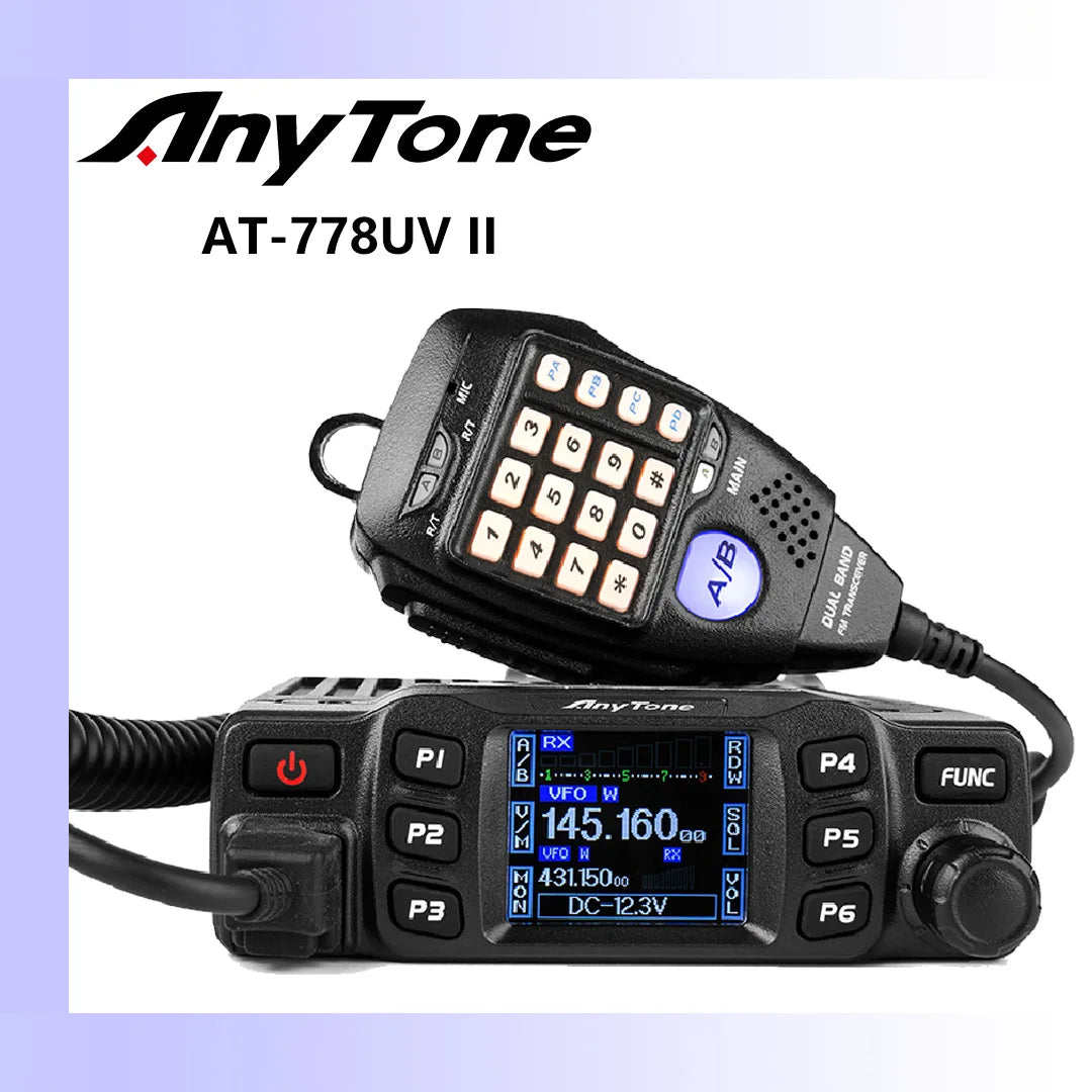 AnyTone AT-778UV II Dual Band Transceiver Mini Mobile Radio Station VHF 136-174 UHF 400-480MHz Amateur Radio Walkie Talkie 25W