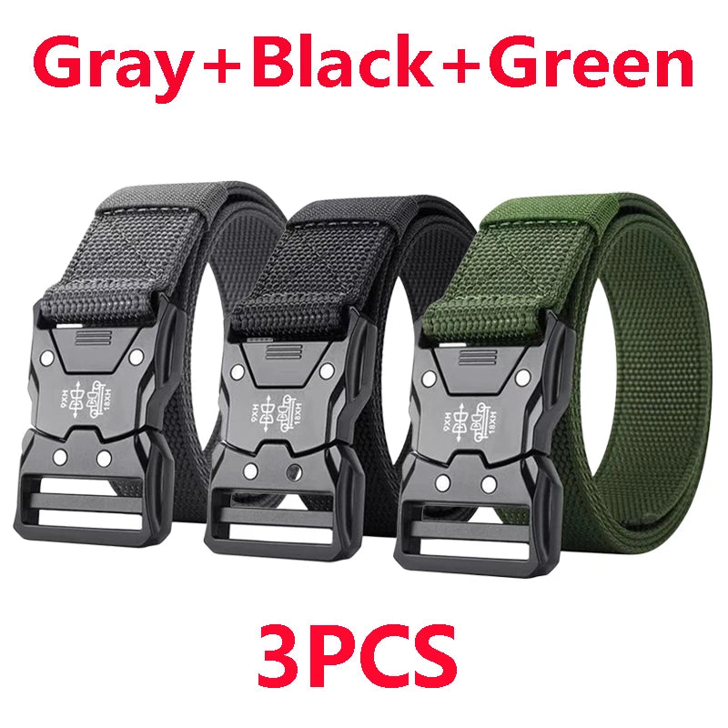 "Genuine Tactical Belt Black Quick Release Outdoor Men's Belt Buckle Quick Release Elastic Belt Sport Nylon Braided Belts for Men "