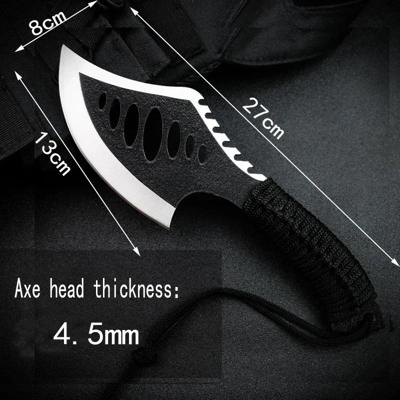Compact Outdoor Tomahawk: Stainless Steel Blade with Non-Slip Handle, Jungle Camping Machete & Survival Multi-Tool for Life-Saving