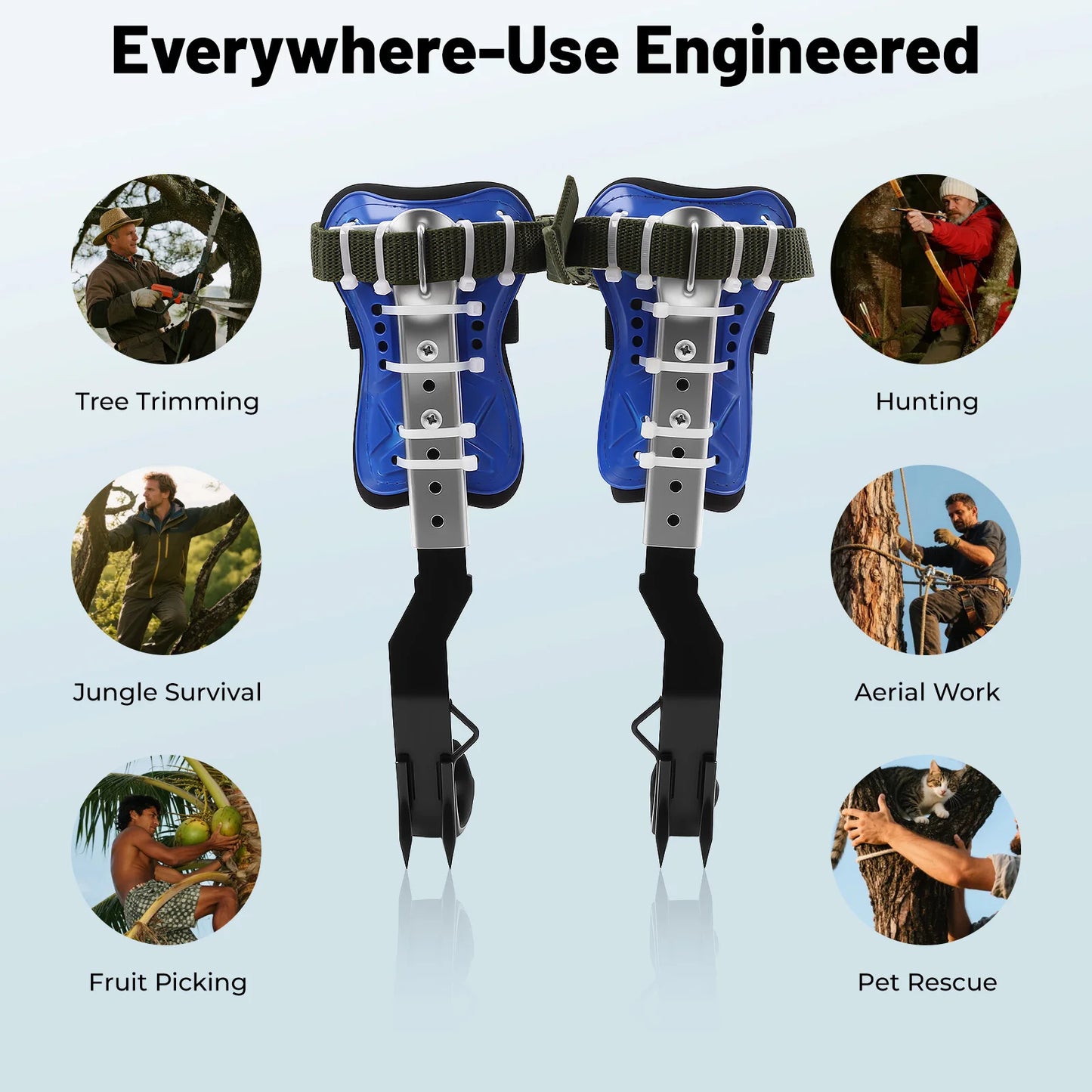 NEWEST Tree Climbing Spike Set - Adjustable Tree Climbing Gear with Spike Tool - Bearing Capacity up to 150 kg/ 330.69 lbs
