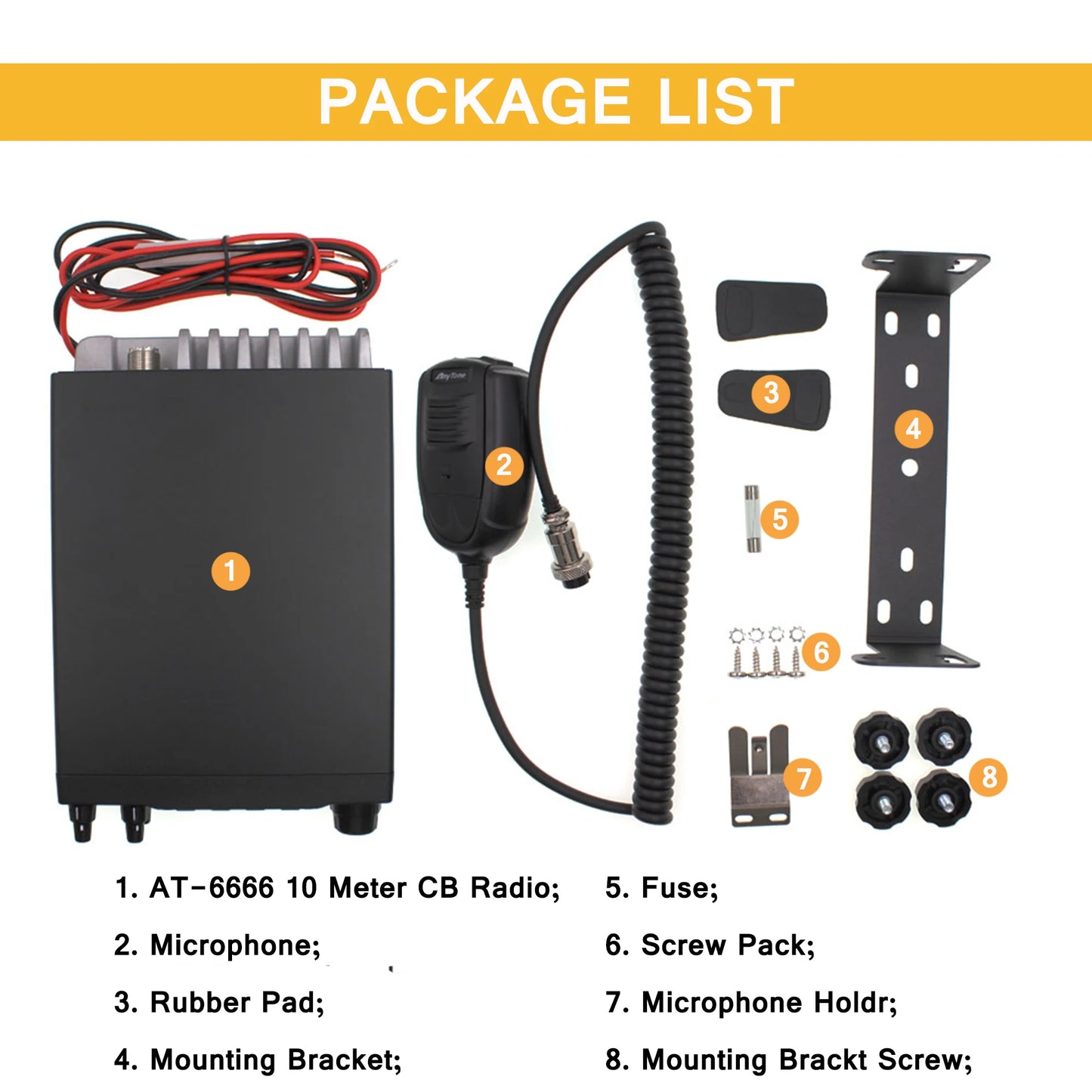 Anytone AT-6666Pro Output AM 80W FM 50W High Power 10 Meter Radio with AM/FM/SSB/CW/PA 10 Meter Band for Truck Drivers