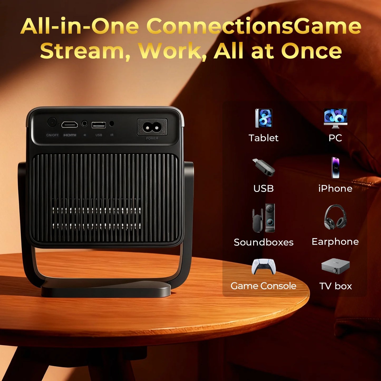 X7 Native 1080P Smart Projector Native 8K 4K Decoding/1000 ANSI/ with Android 14 OS, Compatible with Netflix YouTube, Auto Focus
