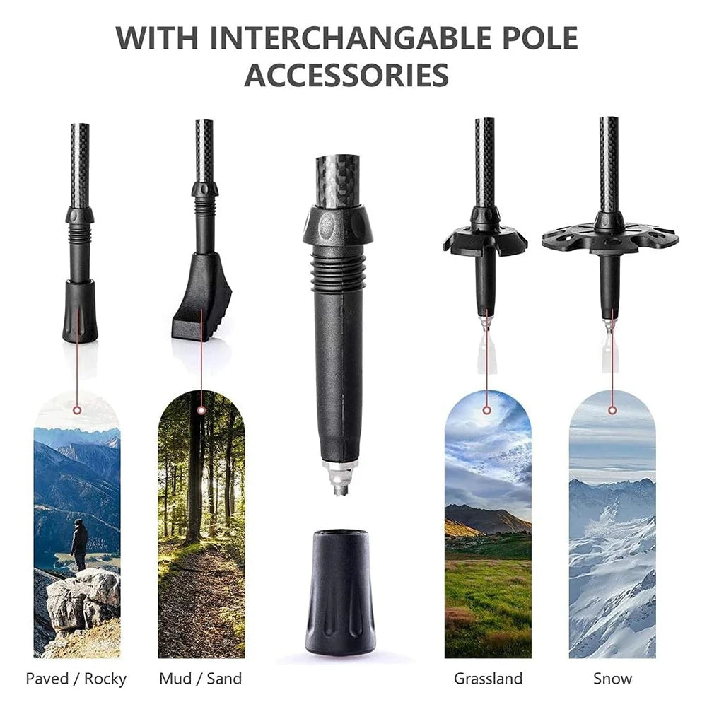 Naturehike Trekking Poles 2 Poles Ultralight Carbon Fiber Walking Sticks Outdoor Folding Portable Climb Hiking Telescopic Poles