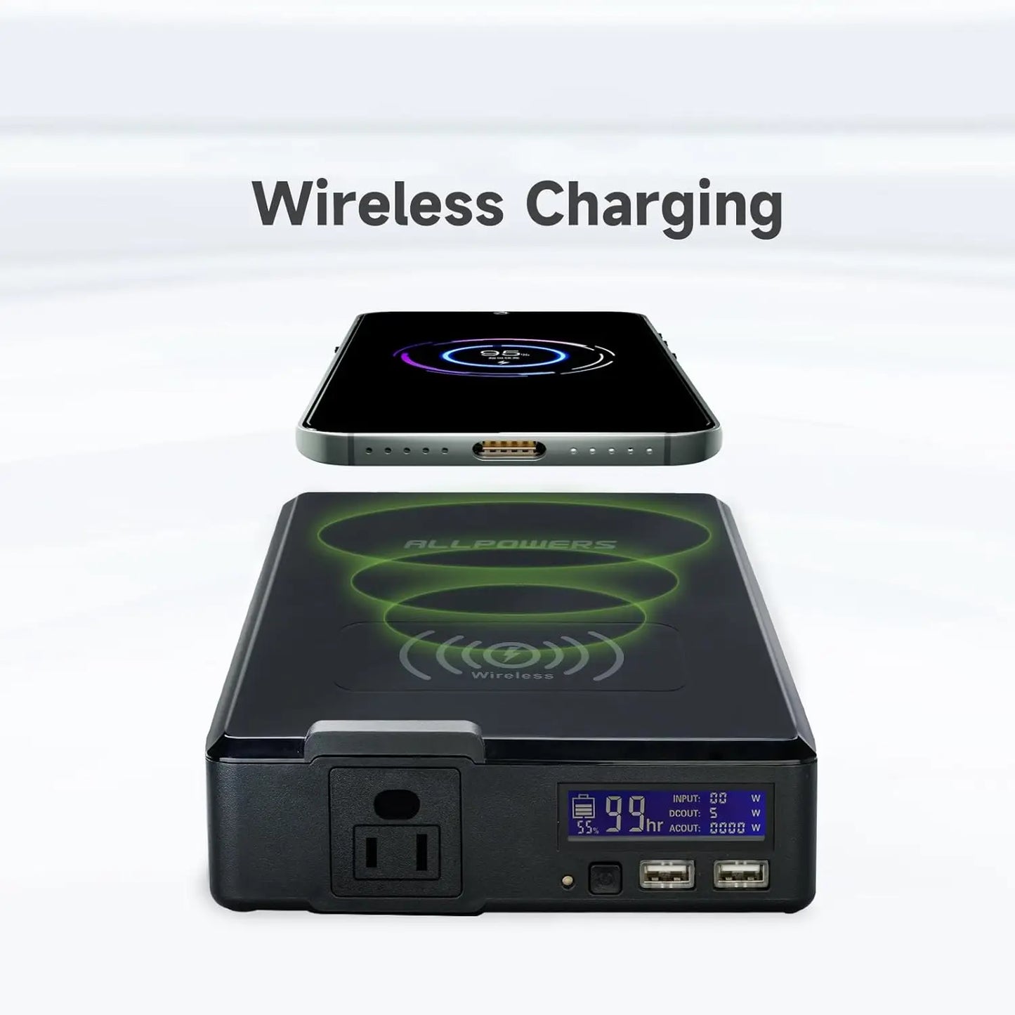200W Portable Power Station (Peak 240W) 154Wh 41600mAh Solar Generator with Wireless Charging for Camping Emergency RVs Home Use