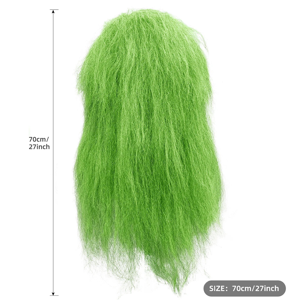 Bright Green Premium Synthetic Fiber Long Curly Wig Fluffy Messy Frizzy Voluminous Big Curls No Bangs Center Part Heat Resistant Adjustable Cap for Women Girls Cosplay Party Halloween Costume Role Play Stage Show Photo Shoot
