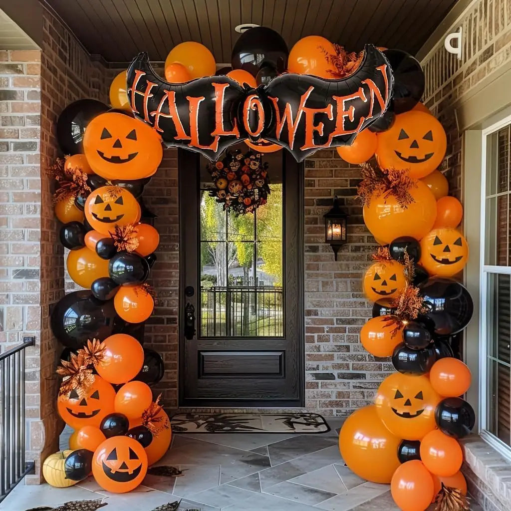 Halloween Balloon garland Arch Black Orange Halloween Party Decorations