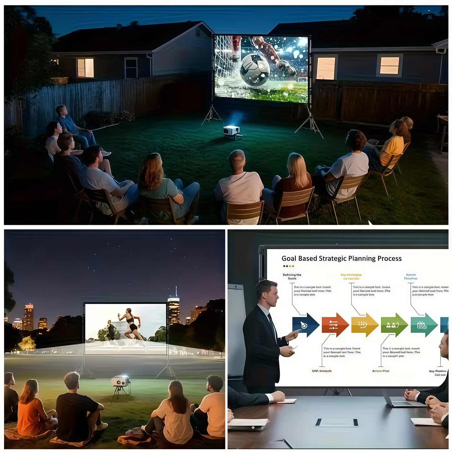 XBJ Projector Screen with Stand 100inch , Portable Outdoor Projector Screen 16:9 and Tripod Stand Lightweight Compact