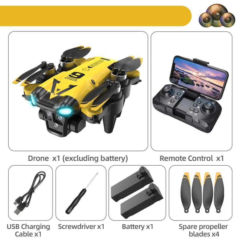 New B9 Pro RC Drone 4K 1080P Wide Angle Dual HD Camera Foldable Quadcopter WiFi FPV Altitude Hold, Long Endurance Drone - Equipped With Optical Flow Positioning And Dual High-definition Cameras, It Is The Perfect Gift For A