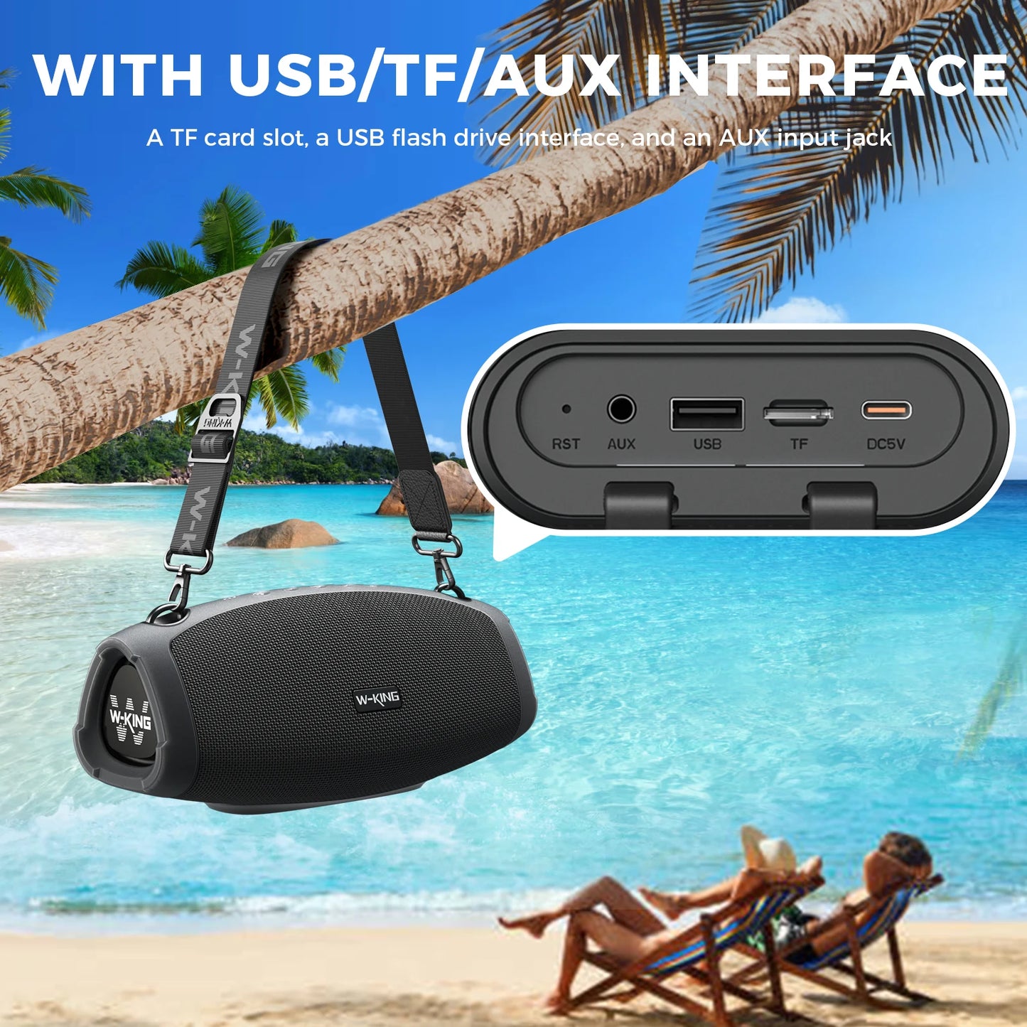 W-KING (120W PEAK)70W Portable Loud Bluetooth Speakers with Wireless Microphone, Waterproof Outdoor Wireless Bluetooth