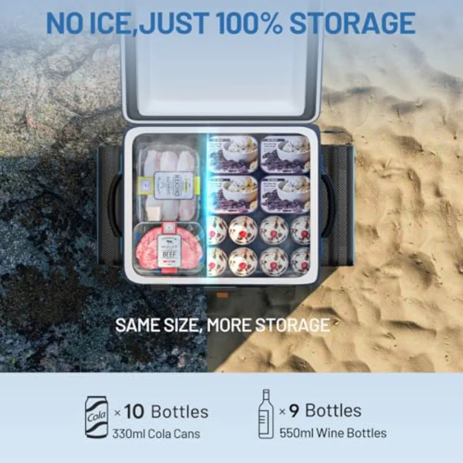 12V Car Refrigerator 20L Portable Electric Cooler with 2 U20 Batteries -468 Backpack Design for Camping Road Trips RV Boat Beach