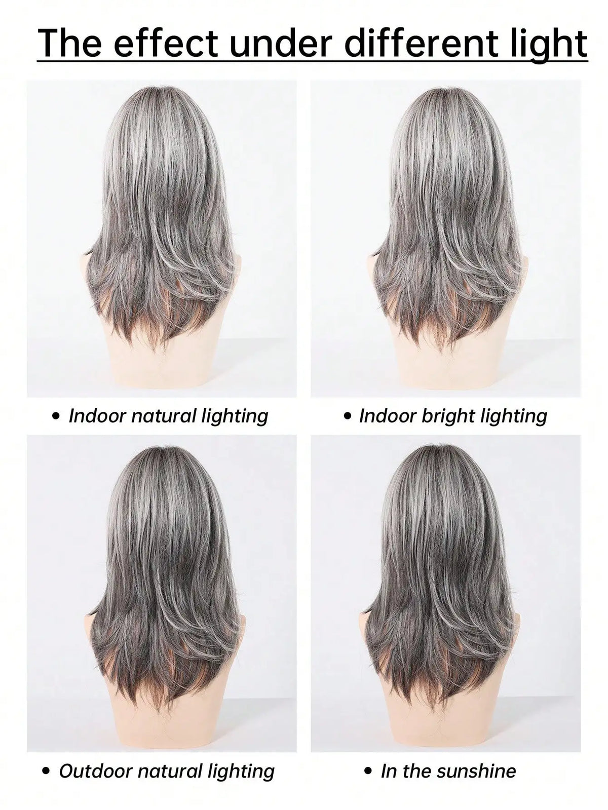 Halloween Wig TopShe Medium Length Wig Grey Curly Wig for Woman 18 inch Heat Resistant Silver Grey Synthetic Wig Layered Medium Long Shaggy Hair Wig osplay Costume Party Daily Wear Natural Ash Grey Salt and Pepper Hairpiece F