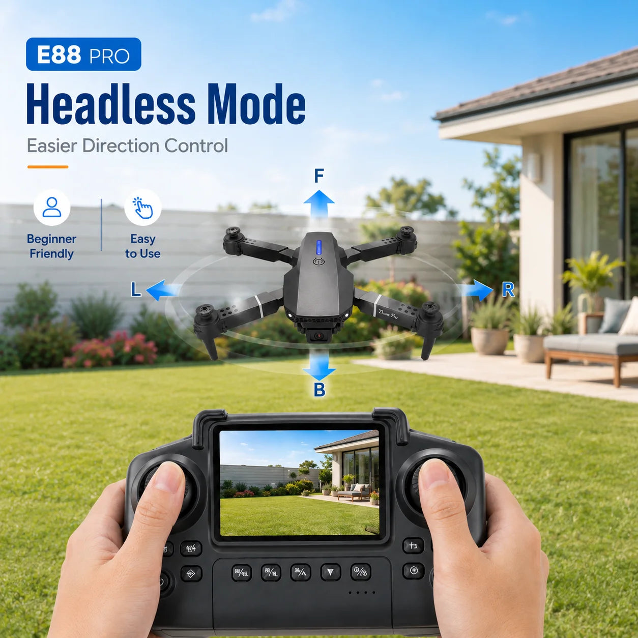 ZNLYRION Foldable FPV Drone with Screen Remote 480P Dual Camera Altitude Hold Headless Model LED Night Light