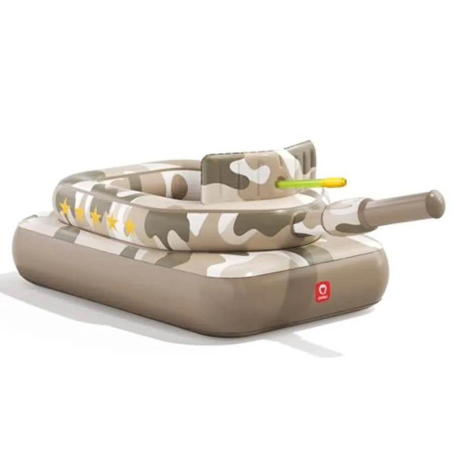 Inflatable Tank Pool Float for Adults and Ride-On Camouflage Floaty with Water Cannon Swim Raft Toy for Boys Girls Lake Beach B