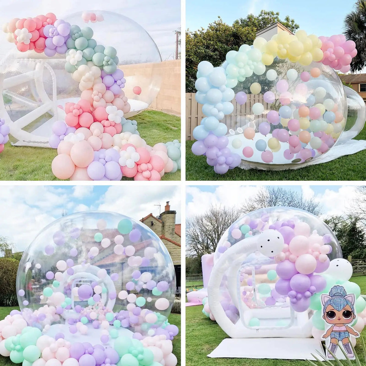 Halloween Inflatable Jump Bubble House 10ft Clear Transparent Bounce Trampoline Dome House for Outdoor Yard Holiday Party Event