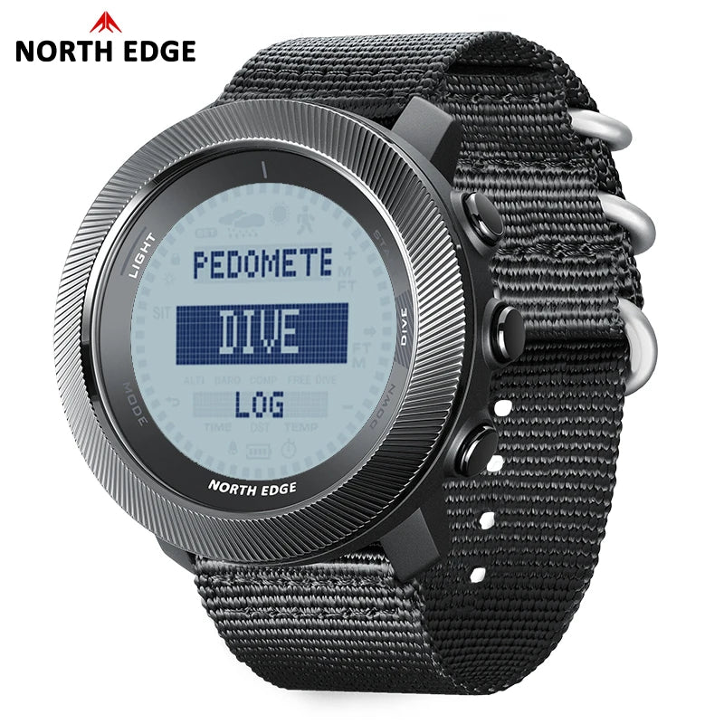 NORTH EDGE APACHE-D Men Free Dive Digital Watch Outdoor Sports Swimming Waterproof 100M Altitude Barometer Compass Wristwatches