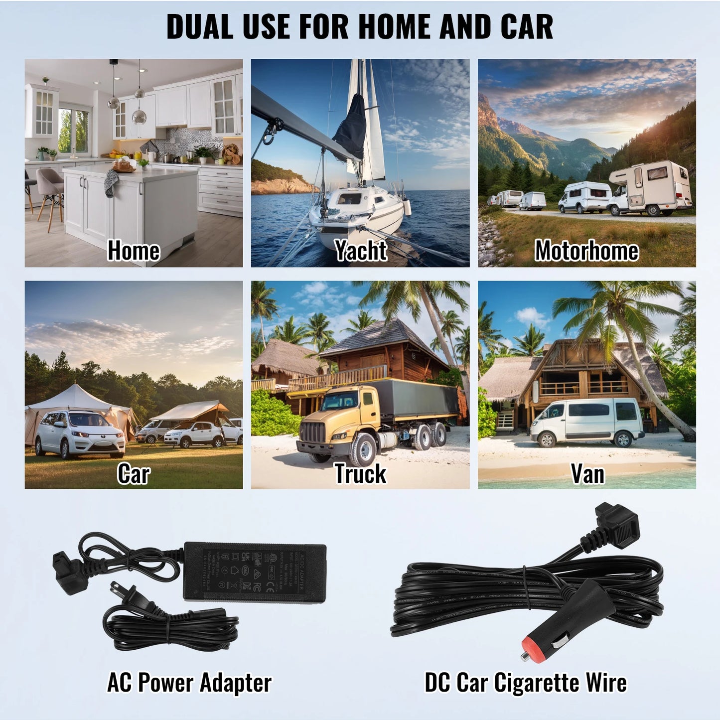 SucceBuy 30/37/45L Car Refrigerator Single Zone Portable Freezer&Built-in Light Compressor Cooler for Outdoor Camping