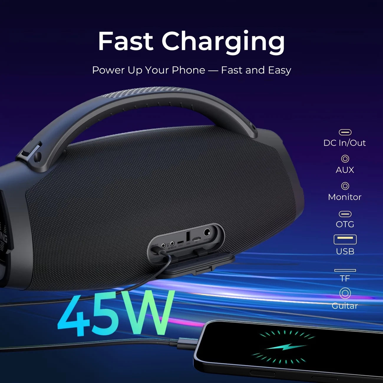 W-KING X20S Bluetooth Speaker w/Strap140W RMS Massive Bass Party Boombox IPX7 Waterproof Speaker Loud Outdoor Portable Sound Box