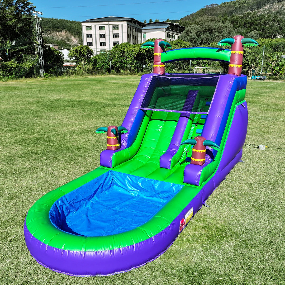 Inflatable water slide, Commercial Bounce House with Water Slide PVC and a 1100W Air blower 21ft/6.4M