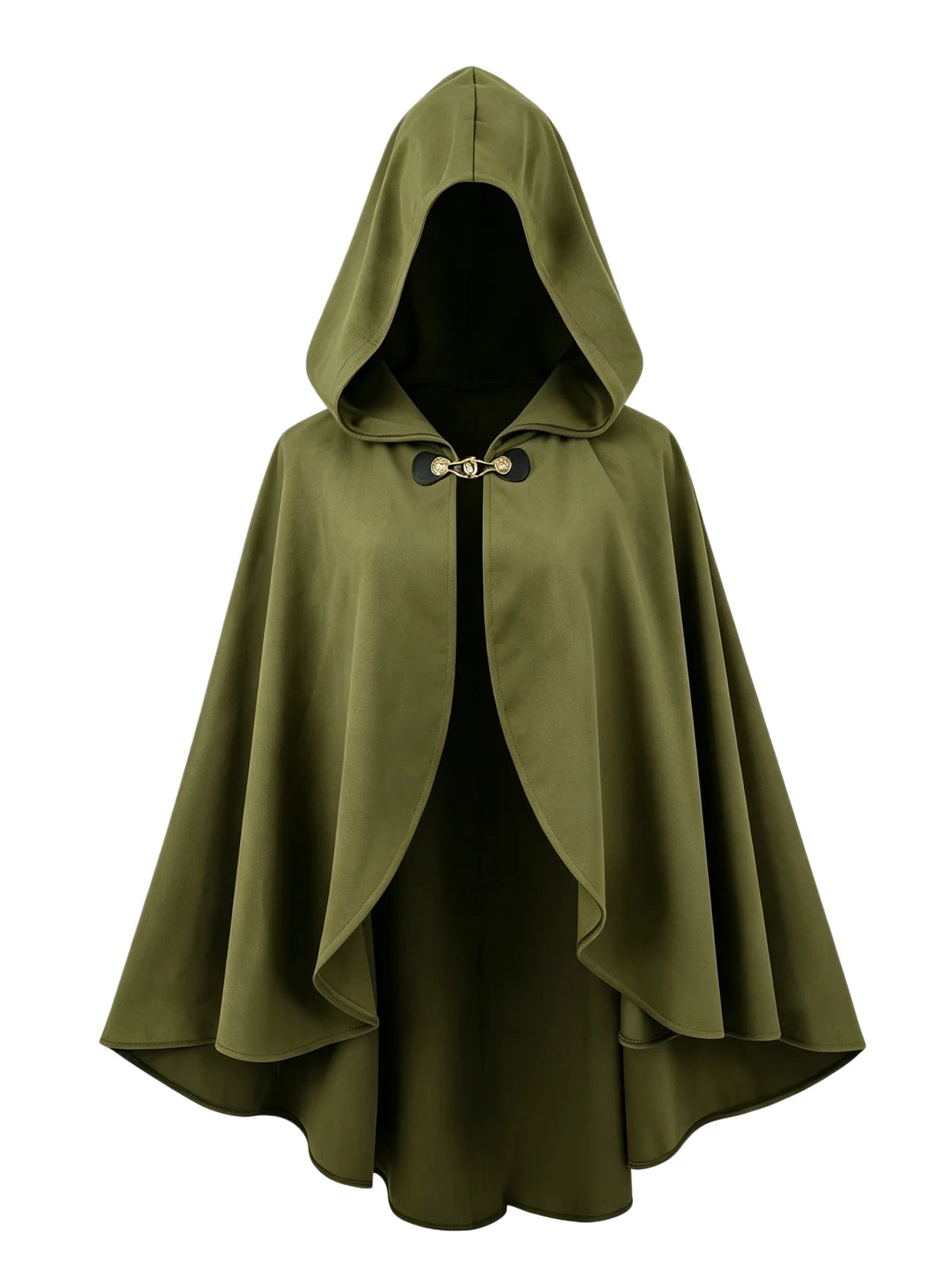 Halloween Costume Unisex Medieval Short Hooded Cape Renaissance Cloak Witch Wizard Cosplay Poncho Halloween LARP Fantasy Elf Ranger Costume Shawl
