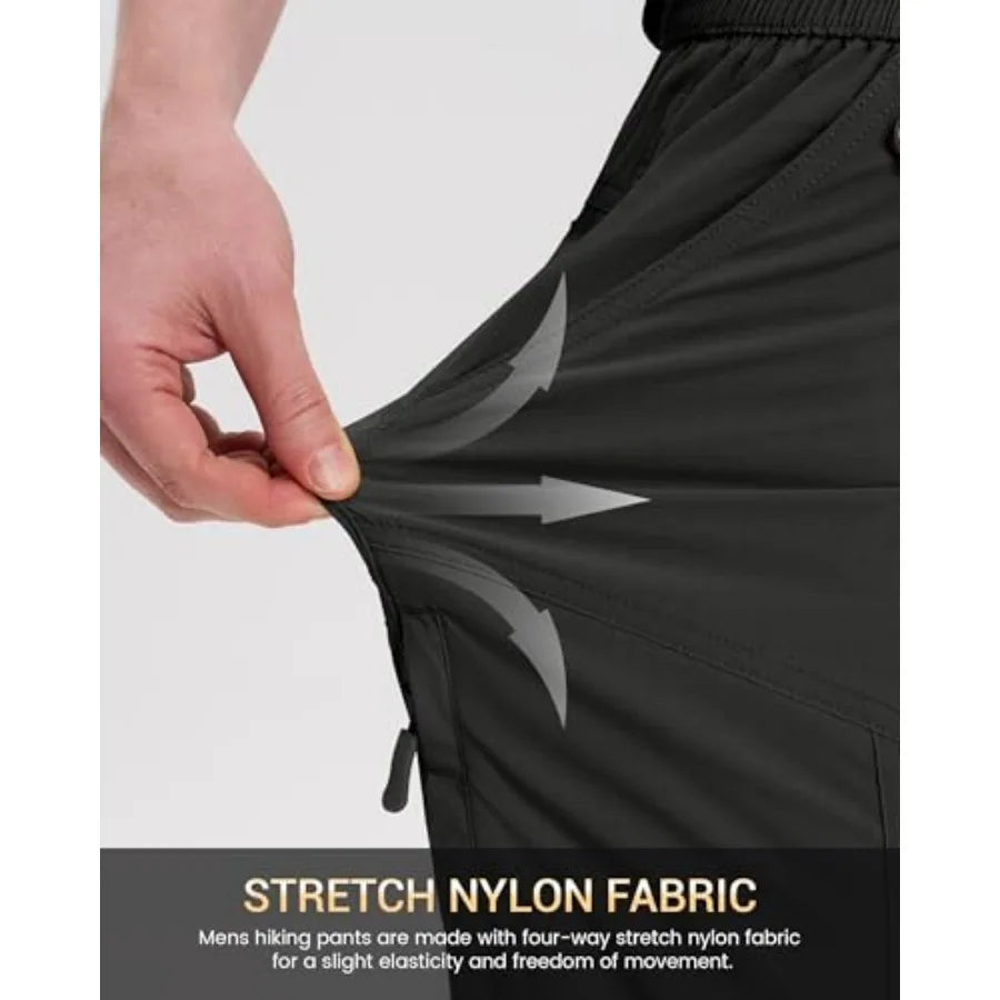 CNBQDD Mens Hiking Pants Quick Dry Water Resistant Lightweight Nylon Cargo Pants Breathable Work Travel Pants with 6 Pockets