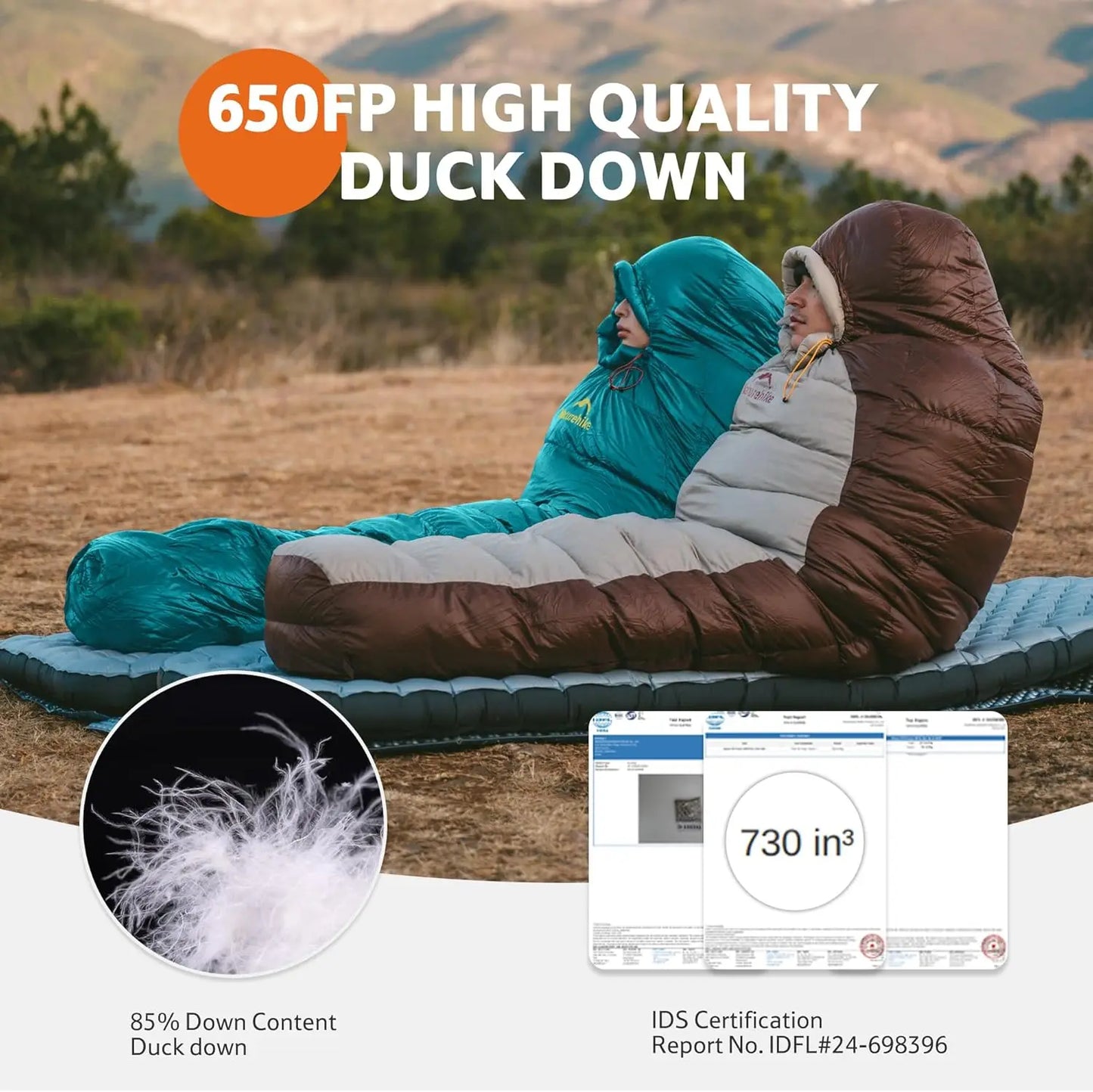 Mummy Sleeping Bag for Adults, 650 Fill Power Down, Cold Weather Backpacking Sleeping Bag for Camping Hiking, -1℉ 18℉ 30℉, YKK Zipper, RDS Certified