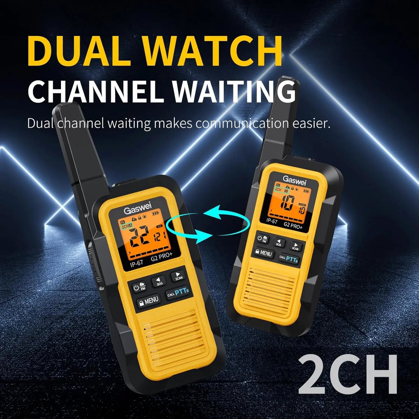Waterproof Floating Walkie Talkies Long Range FRS Radios FM NOAA Weather Rechargeable Two Way Communication 2 Pack