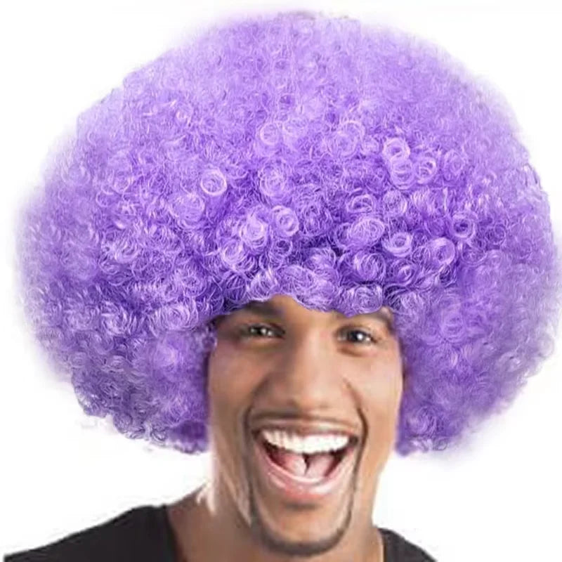 Colorful Rainbow Synthetic Curly Afro Fluffy Wig Cosplay Party Halloween Clown Disco Costume Role Play