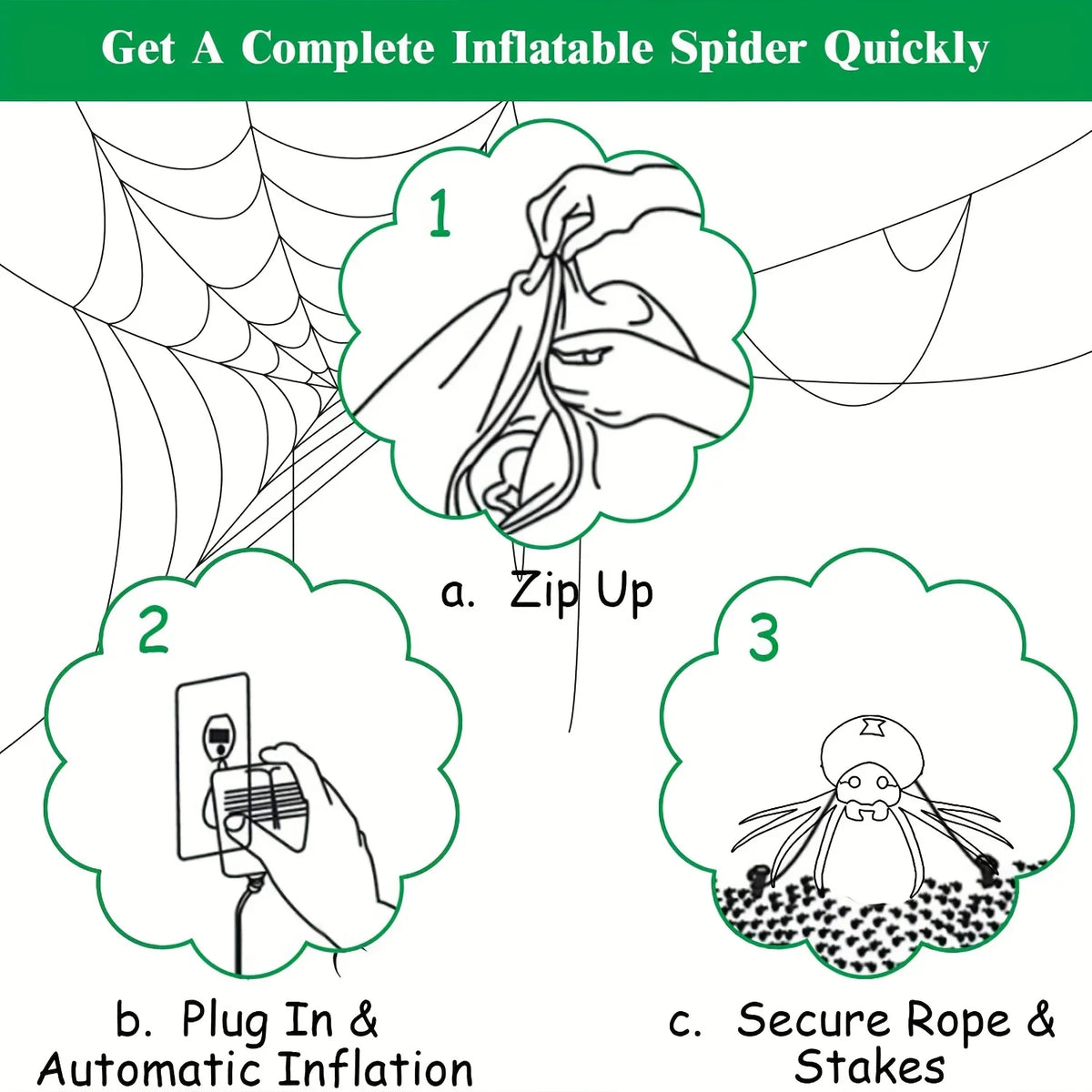 Giant 7.2FT LED Glowing Inflatable Spider Creepy Blow Up Yard Decor with Stakes & Blower, Outdoor Halloween Airblown Spider for Lawn Garden Party Quick Setup & Fast Deflate Design USA Warehouse Fast Shipping