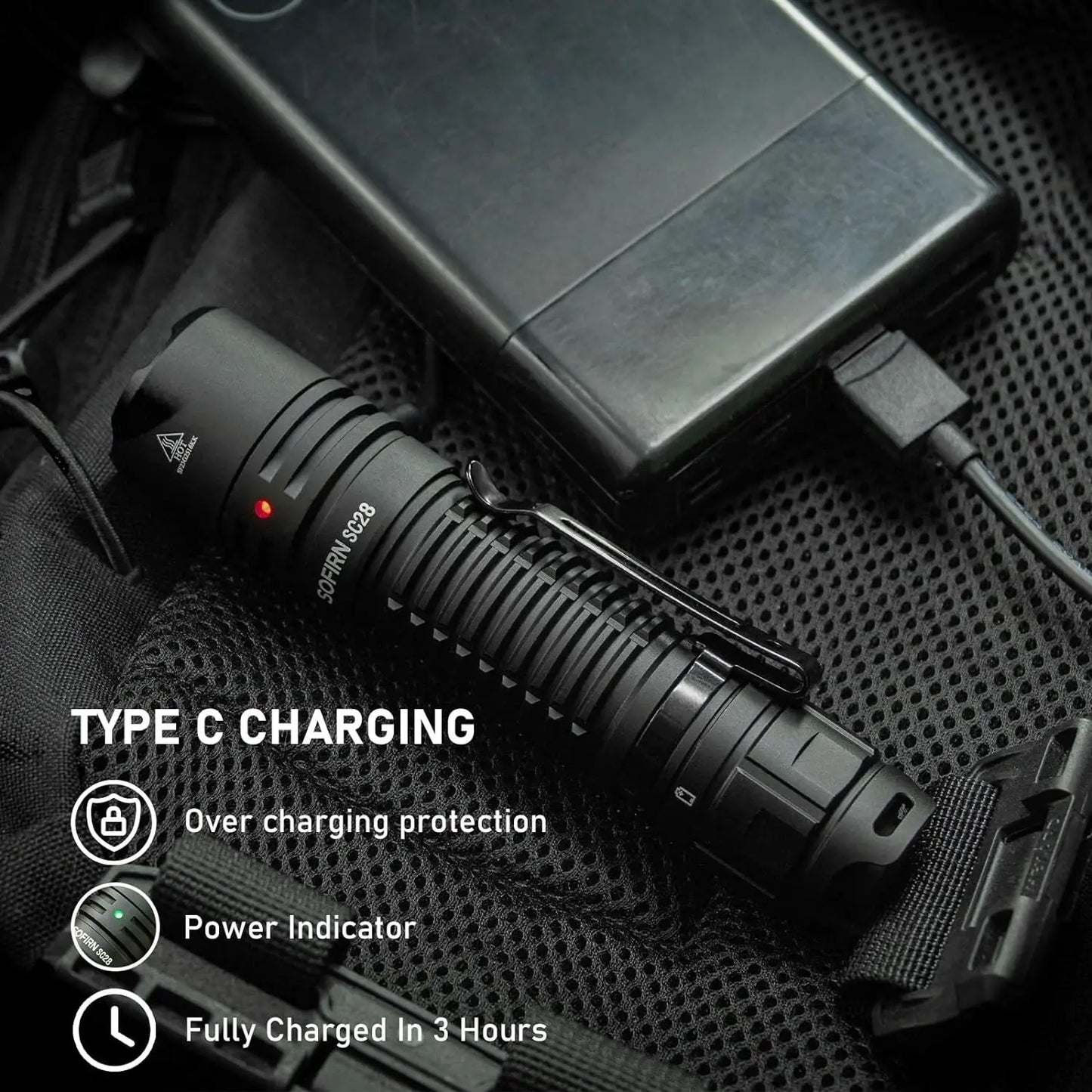 SOFIRN SC28 XHP50B HD LED 2800Lm Type-C Rechargeable Flashlight Protable Powerful 21700 Torch EDC Flash Light IPX8 for Camping