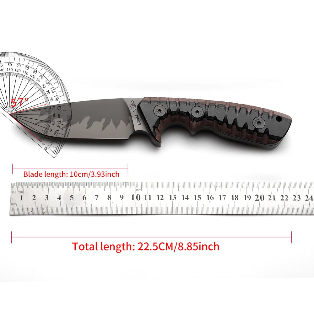 High end stainless steel outdoor straight knife anti slip handle, daily carry on EDC tool, outdoor portable precision multi-functional cutting tool, overseas warehouse straight hair