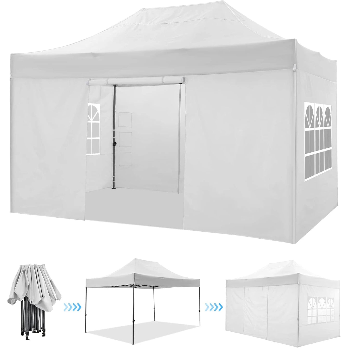 Heavy Duty 10x15 Canopy Tent with 4 Removable Walls Waterproof Commercial Outdoor Shelter, UPF 50+ Protection for Events,