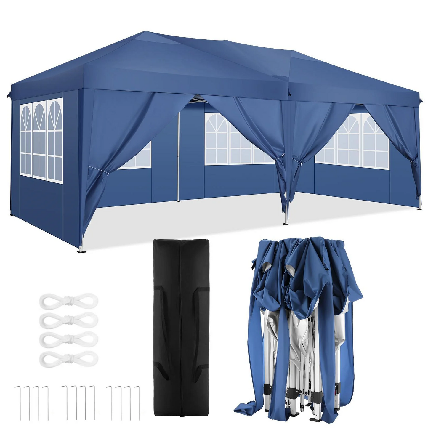 Canopy 10x20 Pop Up Canopy Tent with 6 Sidewalls Easy Pop Up Tent 10x20 Waterproof Commercial Instant Shelter UPF 50+ Portable