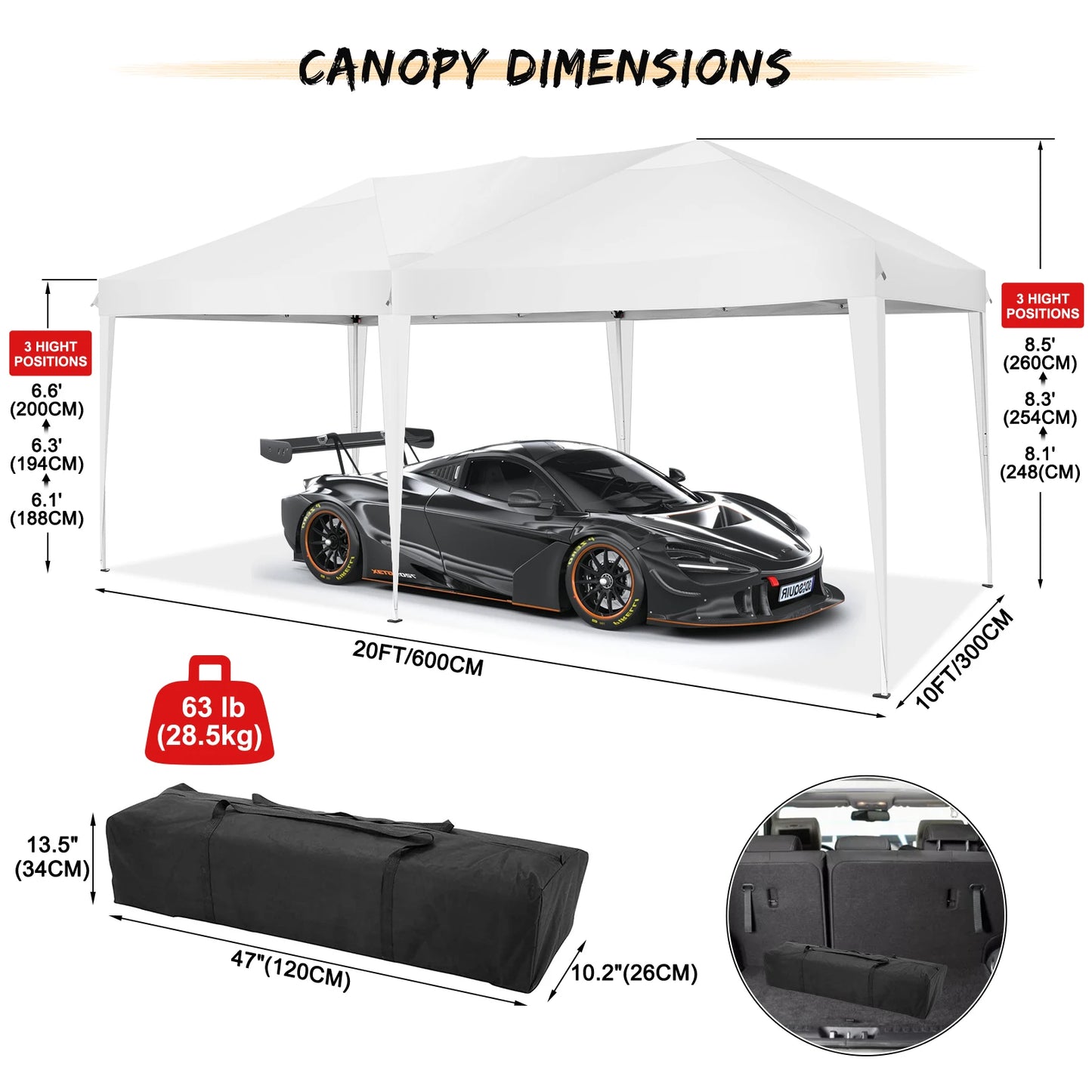 Canopy 10x20 Pop Up Canopy Tent with 6 Sidewalls Easy Pop Up Tent 10x20 Waterproof Commercial Instant Shelter UPF 50+ Portable