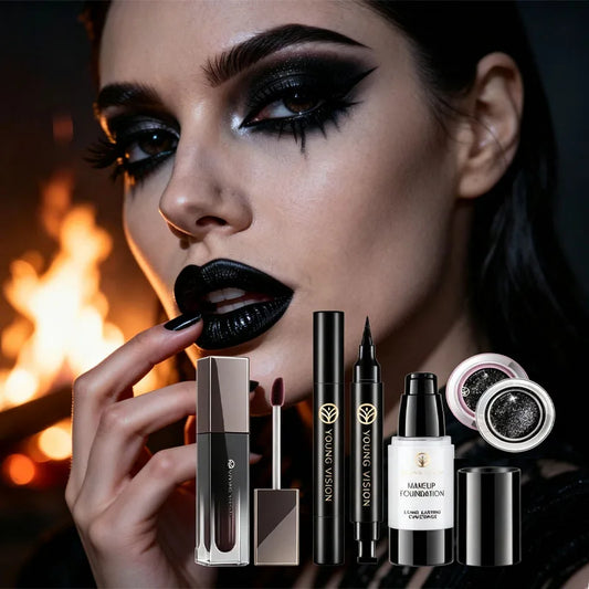 4PCS White Liquid Foundation Set For Halloween Goth Makeup, Safe For Sensitive Skin, Easy To Remove, Soft And SmoothTexture, Even Coverage And Easy To Spread, Long-Lasting Matte End, Suitable For All Skin Types, Ghostly Aesth