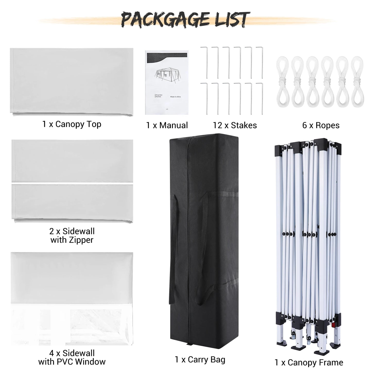 Canopy 10x20 Pop Up Canopy Tent with 6 Sidewalls Easy Pop Up Tent 10x20 Waterproof Commercial Instant Shelter UPF 50+ Portable