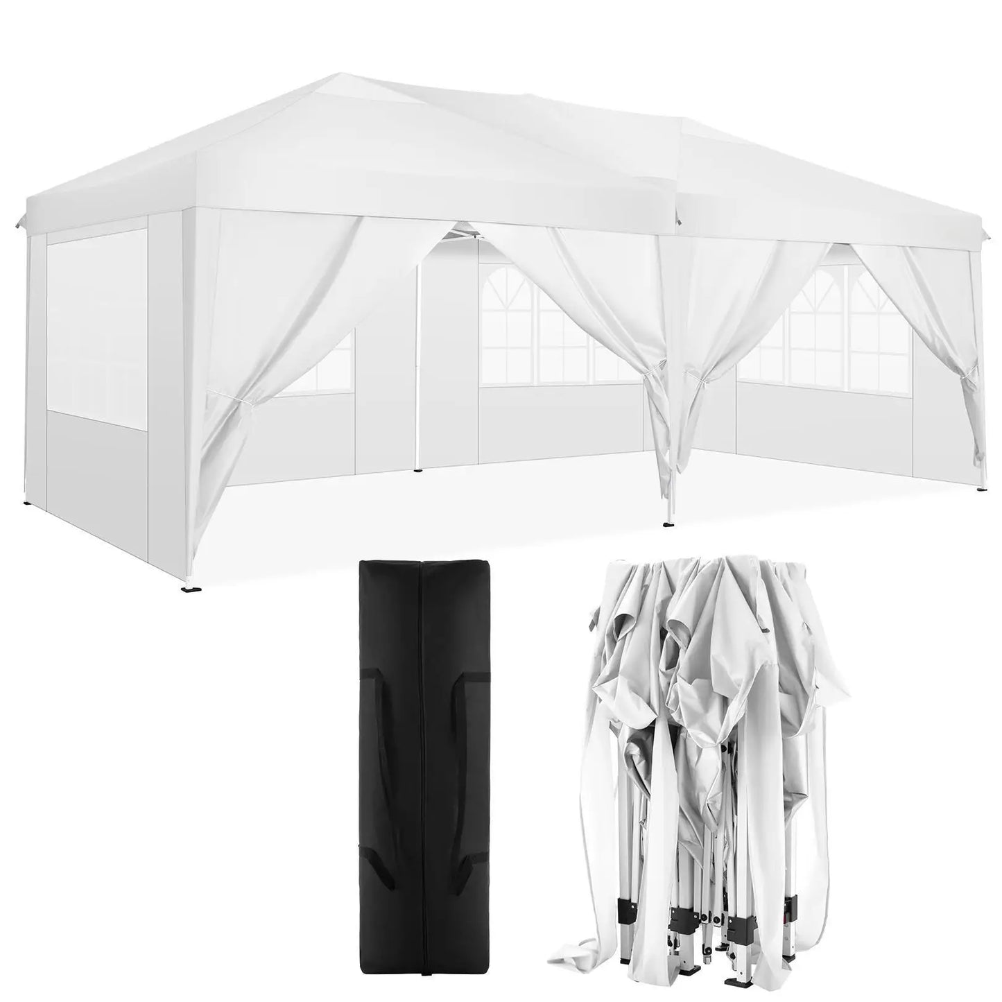 Canopy 10x20 Pop Up Canopy Tent with 6 Sidewalls Easy Pop Up Tent 10x20 Waterproof Commercial Instant Shelter UPF 50+ Portable