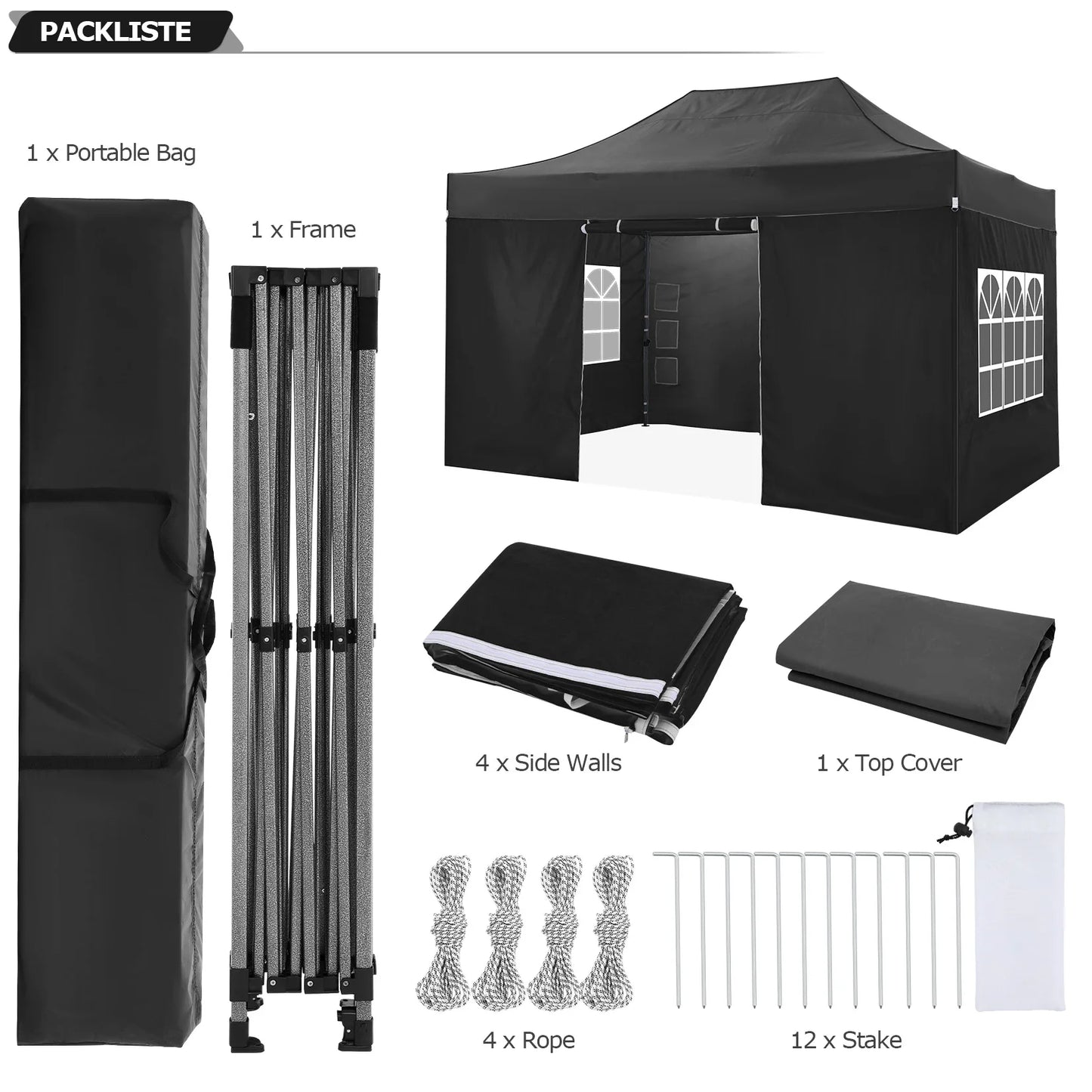 10x15 Pop up Canopy Tent Heavy Duty Gazebo with 4 Sidewalls,UPF 50+ All Weather Waterproof Commercial Outdoor Wedding Party Tent