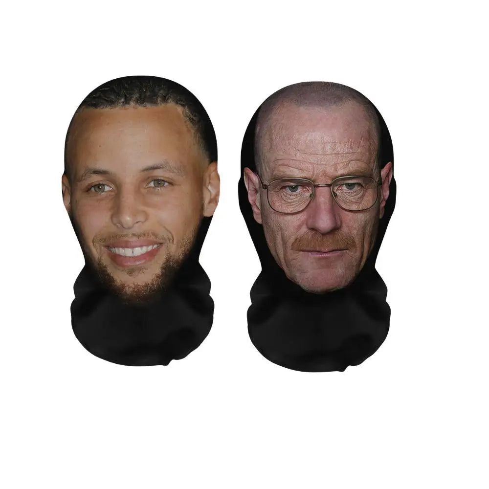 2 Pack Realistic Celebrity Face Mask Mesh Print Novelty Balaclava Hat for Cosplay Costume Props