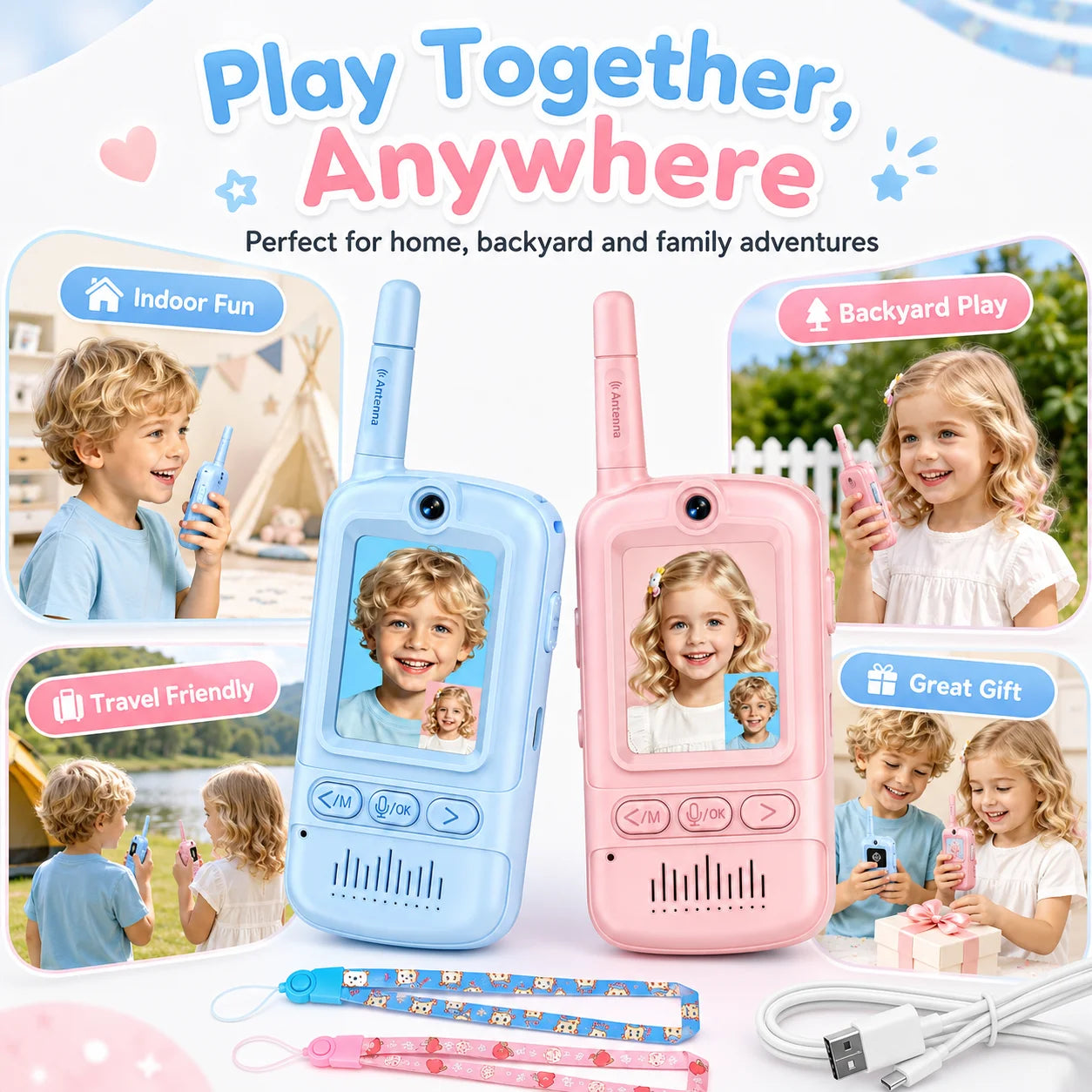 Child‑Friendly Visual Conversation Play Set, Portable Rechargeable Kids Interactive Communication Toy, Screen‑Supported Play Gadget for Playdate & Children’s Themed Party Present
